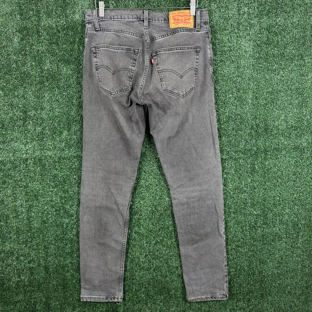 Levi's 512 Mens Jeans Slim Taper 31x32 (32x30) Gray Washed Black Stretch Denim
